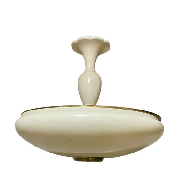 Art Deco White Opaline Pendant Hanging Light